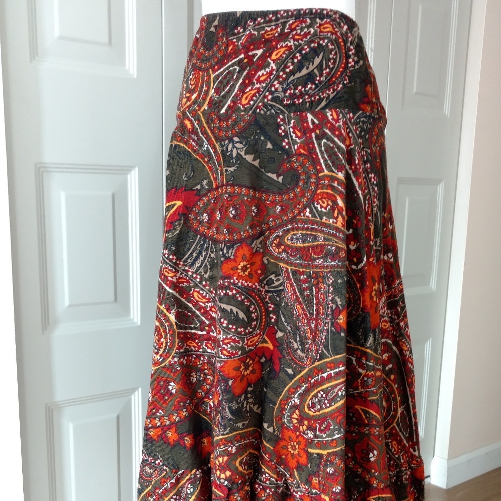 Casual Corner Corduroy Paisley Skirt